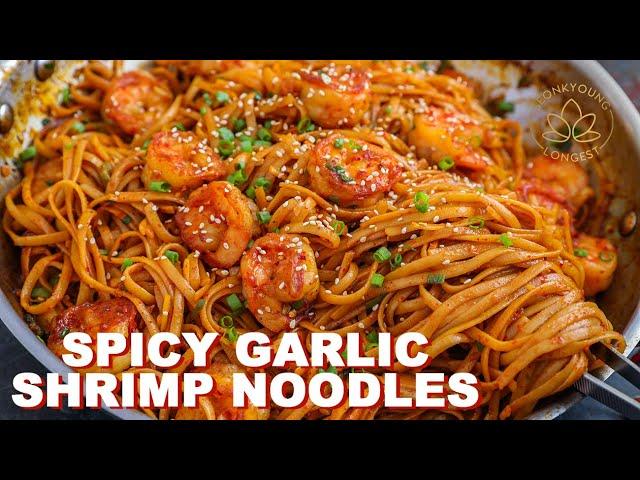 QUICK Spicy Garlic Shrimp Noodles Dinner at Home