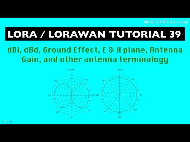 LoRa/LoRaWAN tutorial 39 dBi, dBd, Ground Effect, E & H plane, Ant. Gain, and other Ant. Terminology