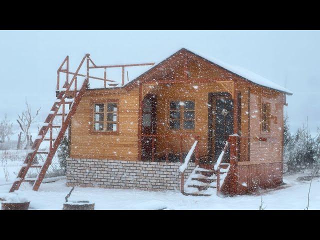 Winter Camp in a Wooden House - Snowstorm