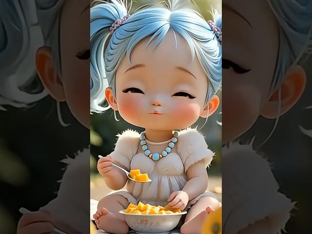 Mukbang Baby Eating Mango With A Spoon #cute #cocomelon