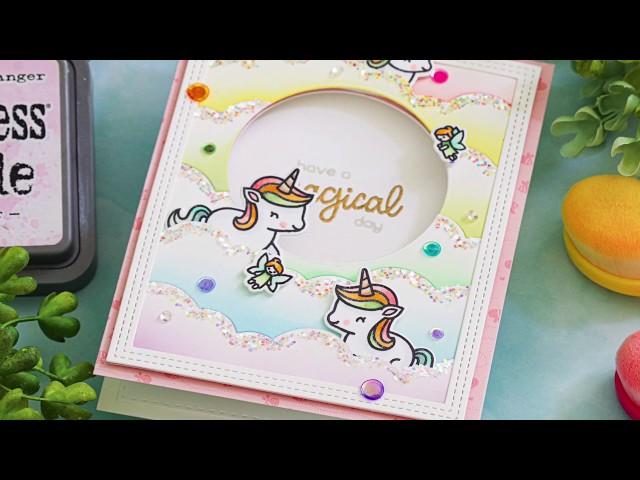 Unicorn Rainbow Blending Featuring Lawn Fawn Studio Monday with Nina Marie