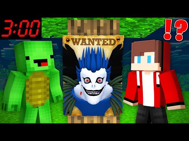 Scary RYUK from DEATH NOTE is WANTED by JJ and Mikey At Night in Minecraft Challenge! - Maizen