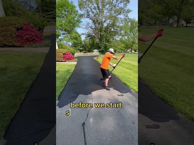 How to BRUSH a ROUGH DRIVEWAY  #satisfying #asphalt #sealcoating #business