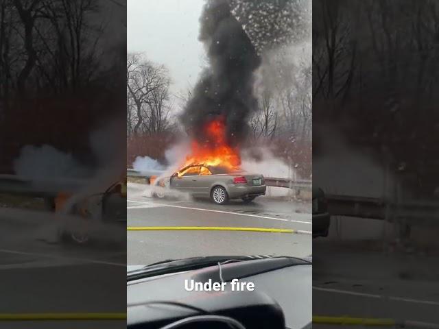 Car under fire. Boston, Massachusetts