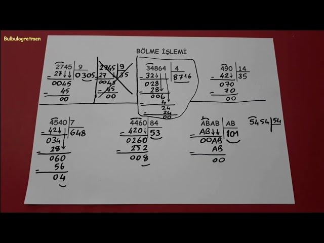 4.sınıf bölme işlemi anlatımı @Bulbulogretmen   #4sınıf #bölme #matematik #keşfet