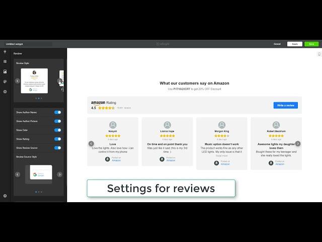 Create Amazon Reviews Widget for Free on Elfsight