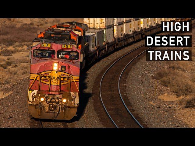 BNSF Freight Trains in the Mojave Desert