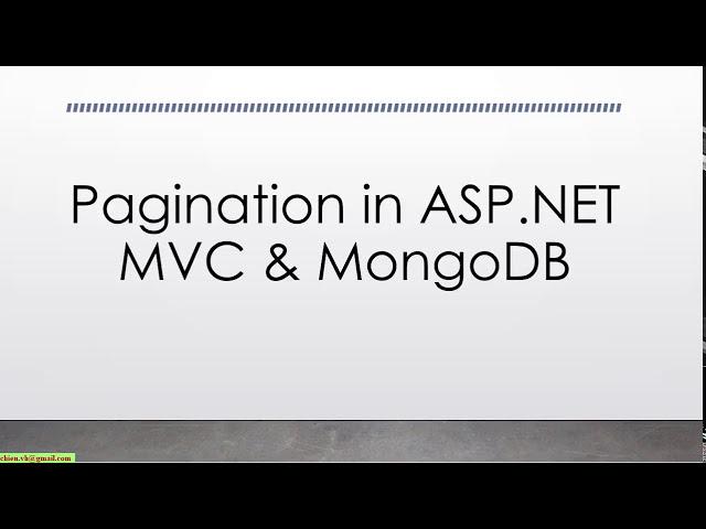 Pagination In MongoDB and ASP.Net MVC