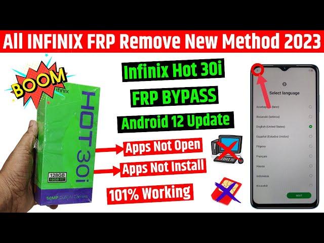 Infinix Hot 30i (x669c) Frp Bypass | New Method 2023 | Apps not open | Apps not install