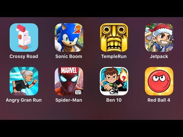 Red Ball 4 Ben 10 Up to Speed Spider-Man Unlimited Angry Gran Run Jetpack Joyride Temple Run Sonic