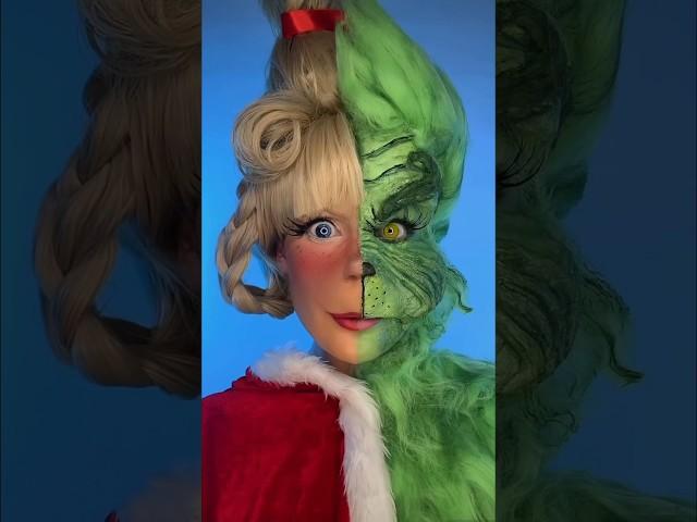 Half way to Christmas!  #halfandhalf #thegrinchmakeup #cindylouwhomakeup