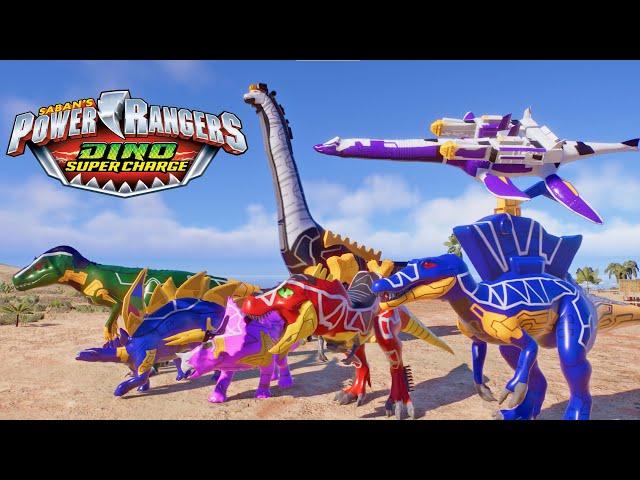 New! Power Rangers Dino Super Charge Zords Battle and Rampage in Jurassic World