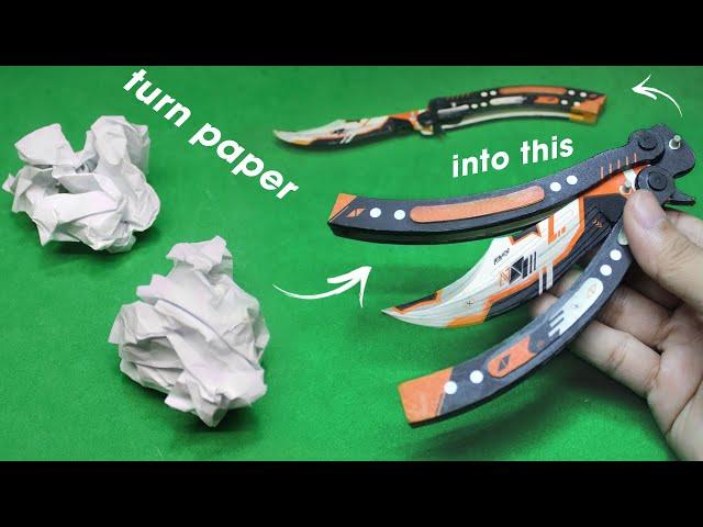 EASY STEP | How I make my Paper CS:GO Butterfly Knife (Asiimov Skin) at HOME