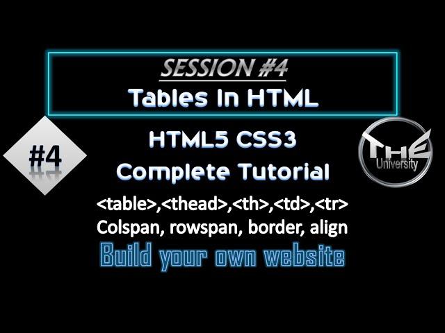 SESSION 4 || HTML5 CSS3 Tutorial for beginners || #tablesinhtml #createtablesinhtml #htmlcss #html