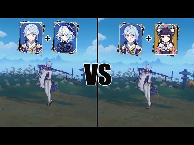 Ayato Furina VS Ayato Yunjin Team - Damage buff test - Genshin impact