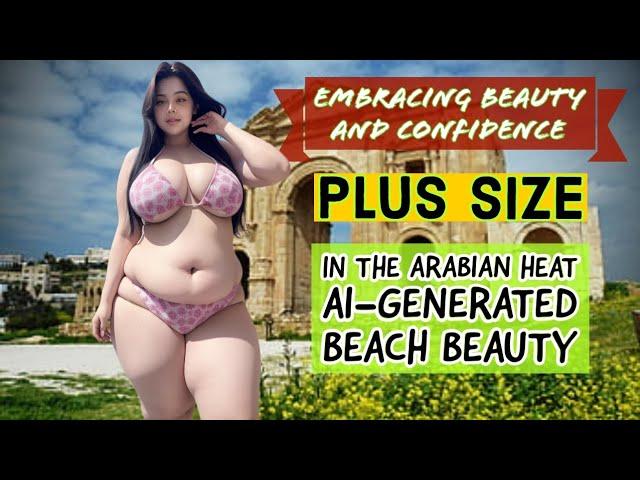 Embracing Beauty and Confidence in the Arabian Heat | Plus Size AI-Generated Beach Beauty