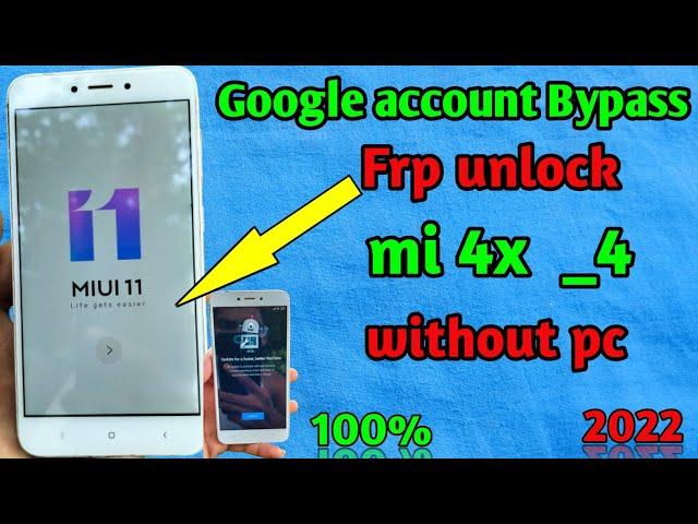 mi 4x Frp Bypass | Redmi 4 4x Frp unlock | Google account Remove without pc