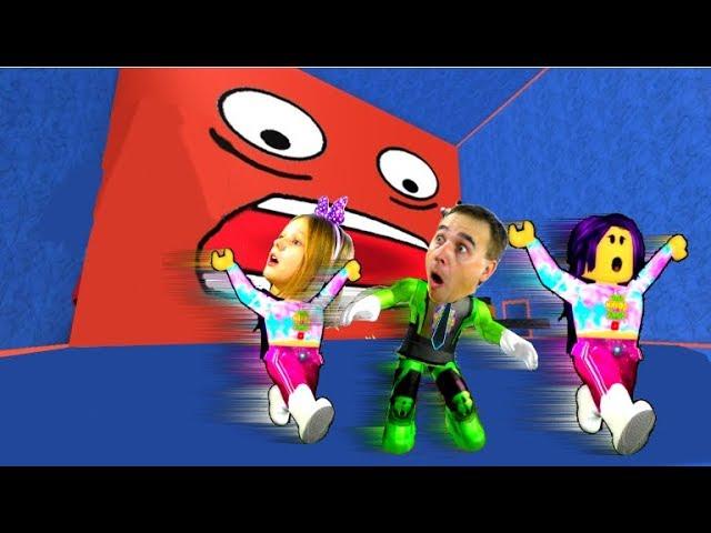 RED SQUARE three CHALLENGES Away from the WALL in ROBLOX! A SECRET ROOM where she found DAD and RITA
