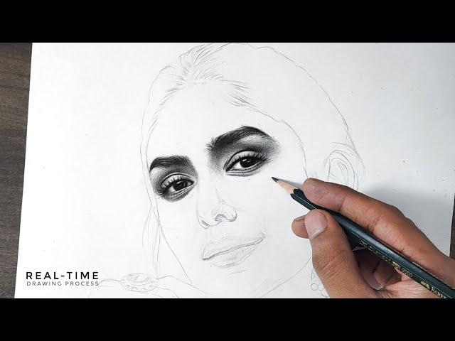 REAL-TIME Eyes Drawing Process | For Mrunal Thakur - PART 1