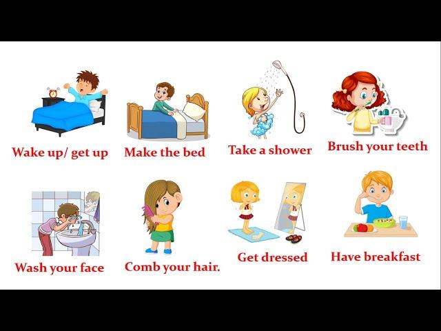 Daily routine vocabulary in English for kids. - My Day