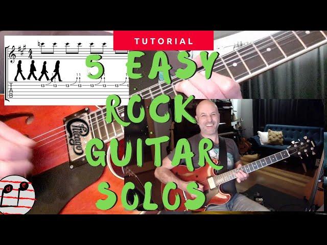 5 CLASSIC Rock Guitar Solos. Simple and TASTY Lead Guitar, with Tabs.