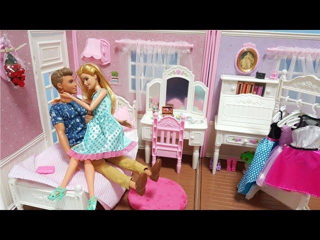 BARBIE & KEN MORNING ROUTINE BEDROOM BREAKFAST DOLL DRESS UP