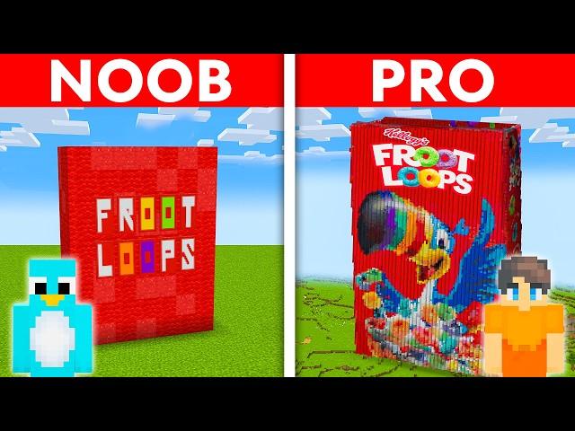 NOOB vs PRO: FROOT LOOPS House Build Challenge in Minecraft