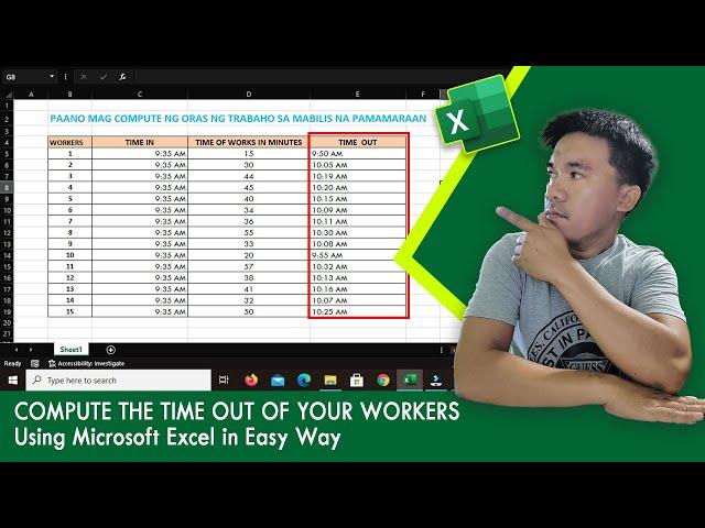 How to compute time out of your workers using microsoft excel, Super Easy