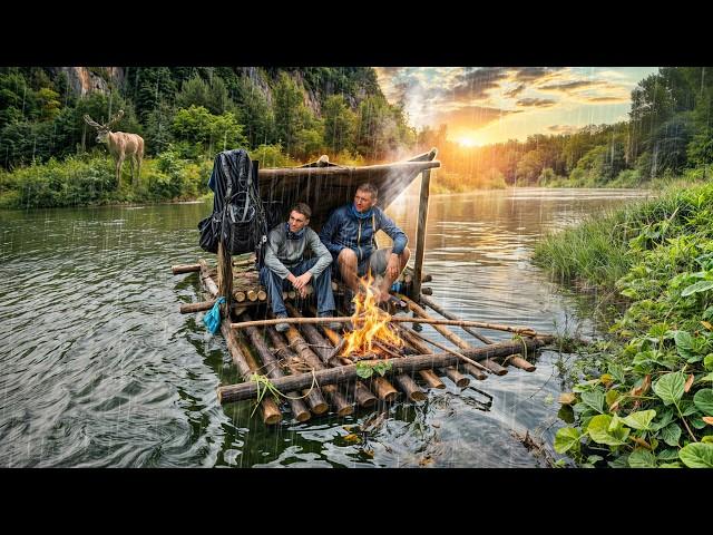 3 DAYS on A RAFT - A CHILDHOOD DREAM | IT'S RAINING and AN EAR on A BONFIRE