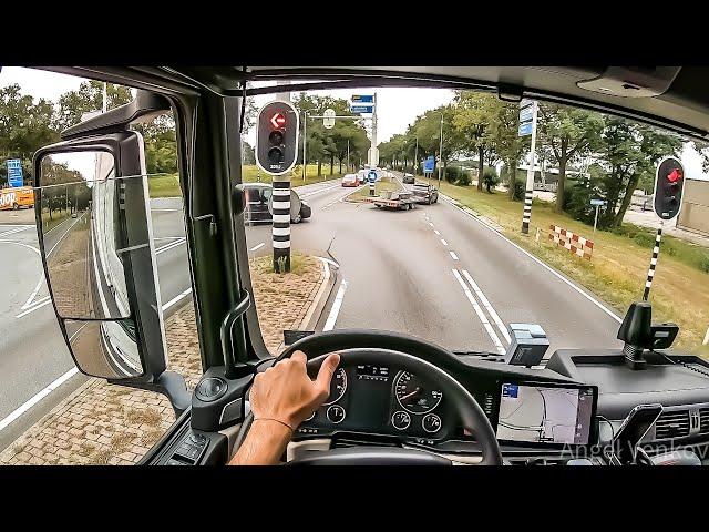 POV truck Driving MAN TGX 500  narrow roads Bathmen Netherlands   4k cockpit view