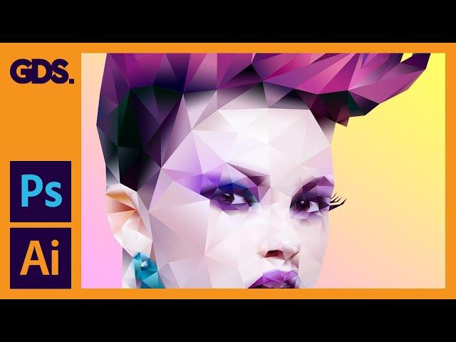 Polygonal portrait | Gradient effect in Adobe Photoshop with Illustrator