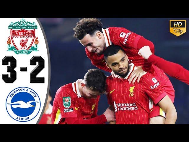 Liverpool vs Brighton 3-2 Highlights & All Goals | EFL Cup 2024 HD