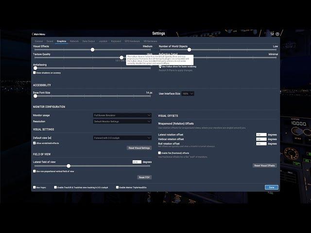 Setting the Rendering Options in X-Plane 11.50