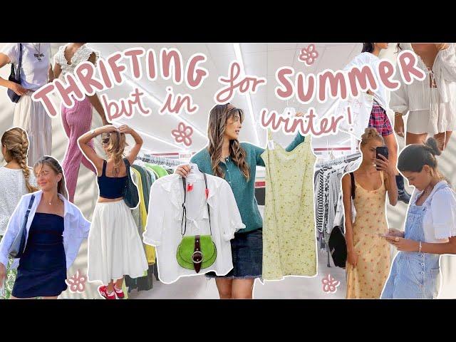 thrift with me for SUMMER clothes in WINTER *this will be interesting…*