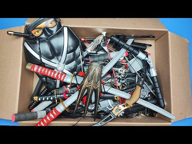 Ninja toys ! KUNAİ, Sai,Shuriken,Nunchucks,Swords..Box of Toys