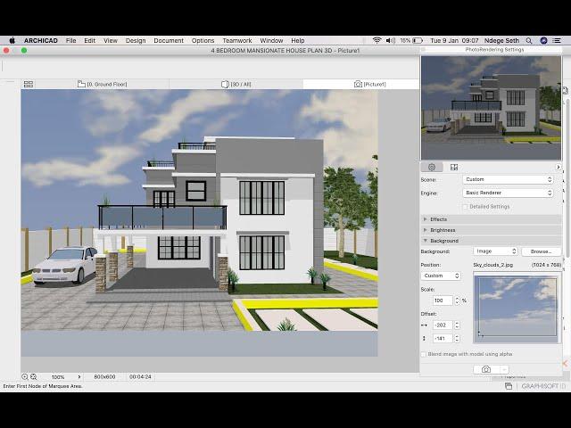 How to do a photo rendering of a house plan in Archicad 25