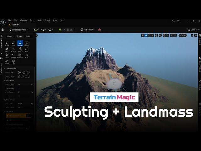 Apply Manual Sculpting & Use Landmass Unreal Engine Plugin along with TerrainMagic