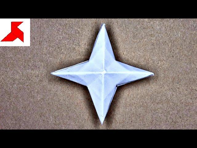 DIY  - How to make a 4 pointed Ninja Star SHURIKEN from 1 sheet of A4 paper (version 2.0)