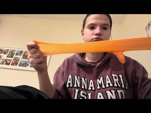 Flavored Orange Latex Gloves -ASMR!!