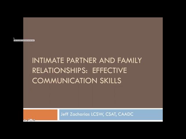 Intimate Partner and Family Relationships: Effective Communication Skills with Jeff Zacharias