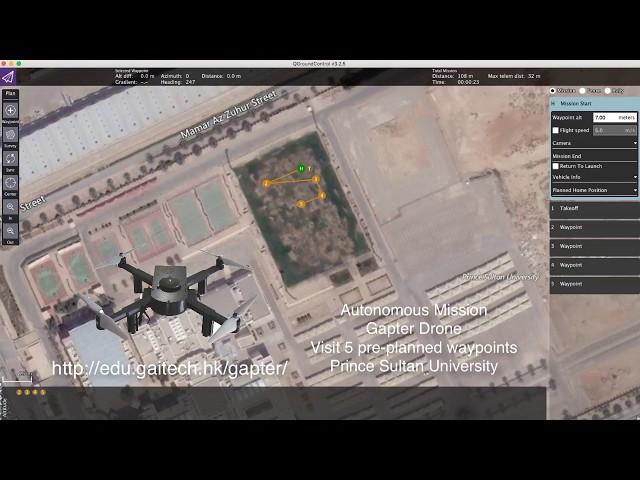 [Gaitech-PSU] Gapter flying in autonomous mission in Prince Sultan University