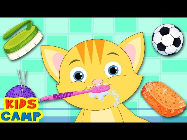 Kitten Morning Routine | Fun Learning Videos For Kids by @kidscamp