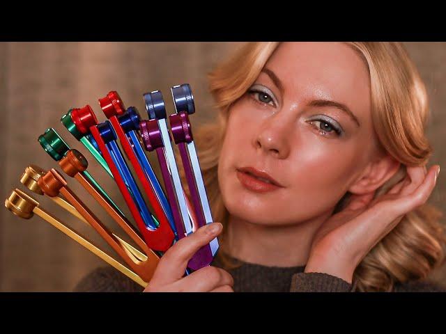 Tuning Fork ASMR  Eyes Closed Instructions & Binaural Beats Sound Healing