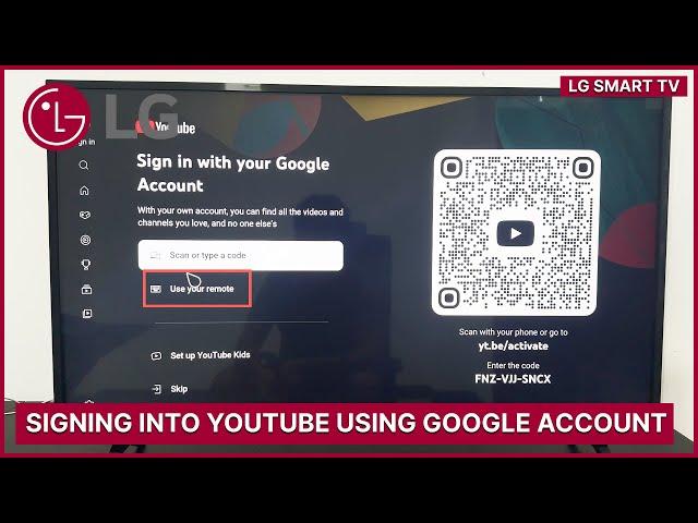 LG Smart TV: How to Signing Into YouTube using Google Account (Gmail)