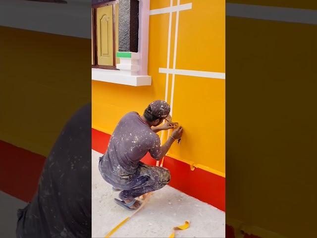masking tape design ideas || Dulux paints design || orenge colour || #dulux #walldesinig