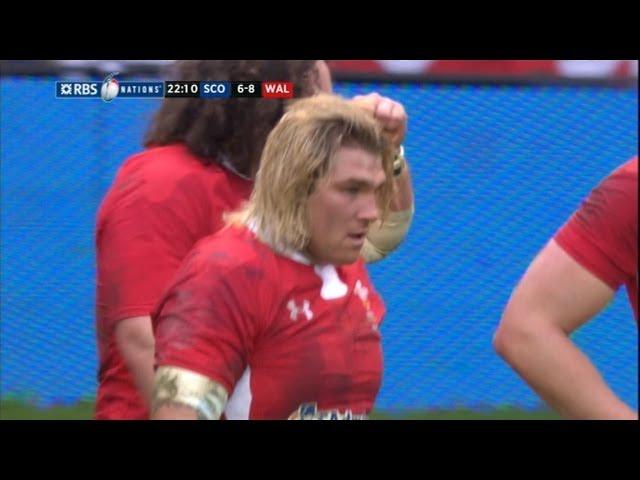 Powerful First Try for Richard Hibbard, Scotland v Wales 09 March 2013