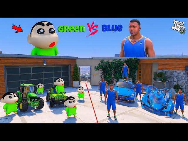 Shinchan Green Gang VS Franklin Blue Gang with Car Collection in GTA 5