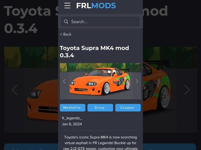 How to find Supra mk4 mod in FR legends? #supra #frlegends #viral