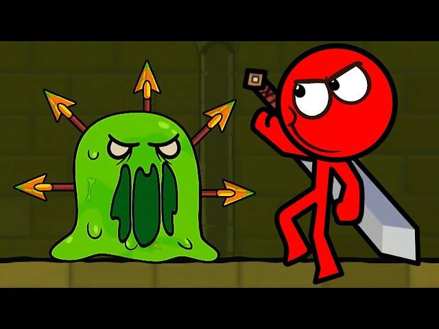 Новый КРАСНЫЙ СТИКМЕН против МОНСТРОВ #1. Мультик ИГРА Red Stickman Adventure