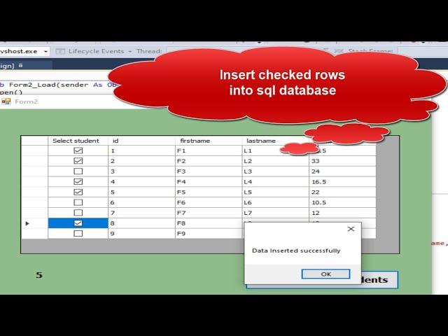 vb.net projects with source code:  count and Insert Checked rows from DataGridView to sql Server